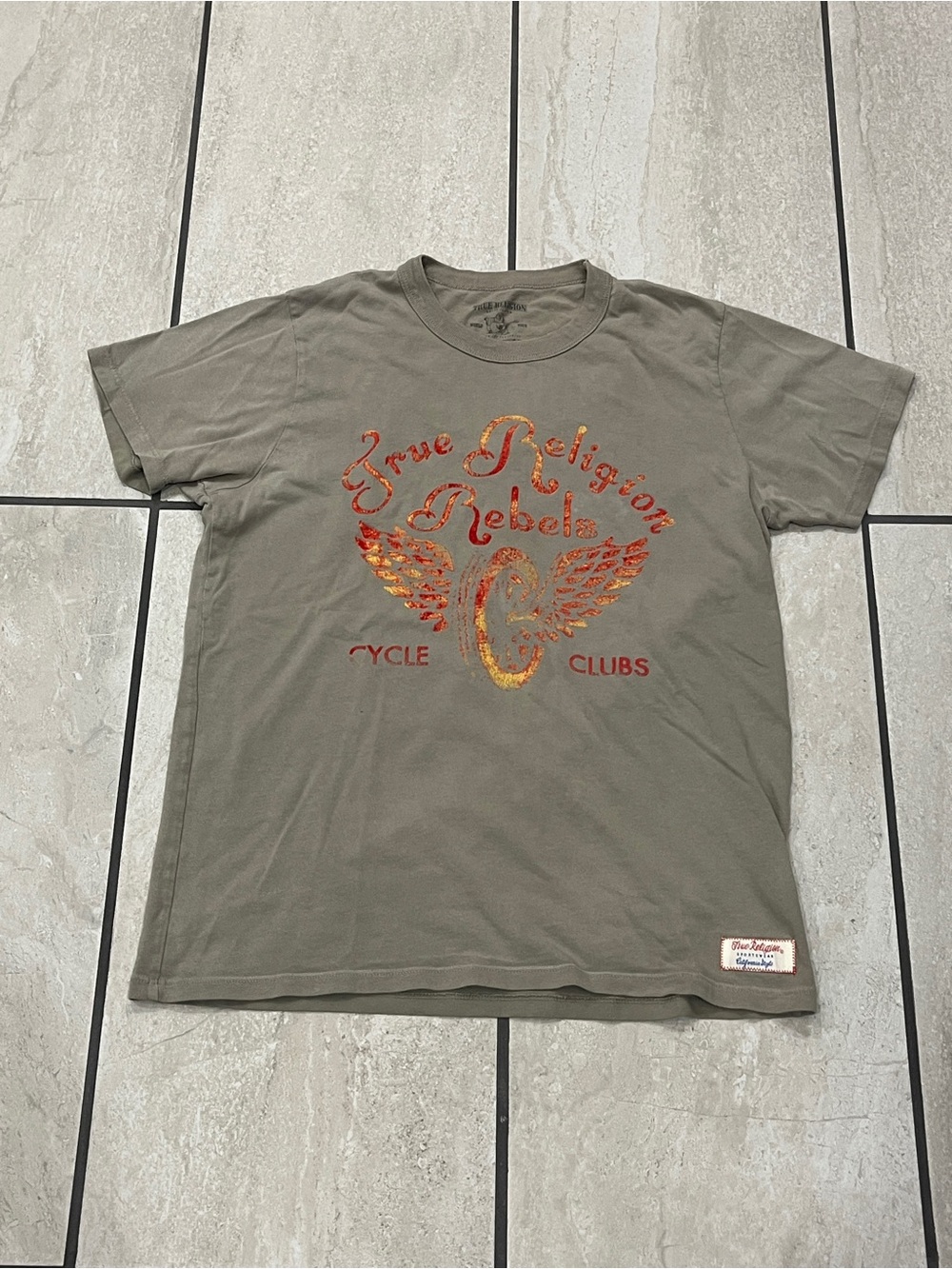 True Religion Men’s Olive 'Rebels' Graphic Tee